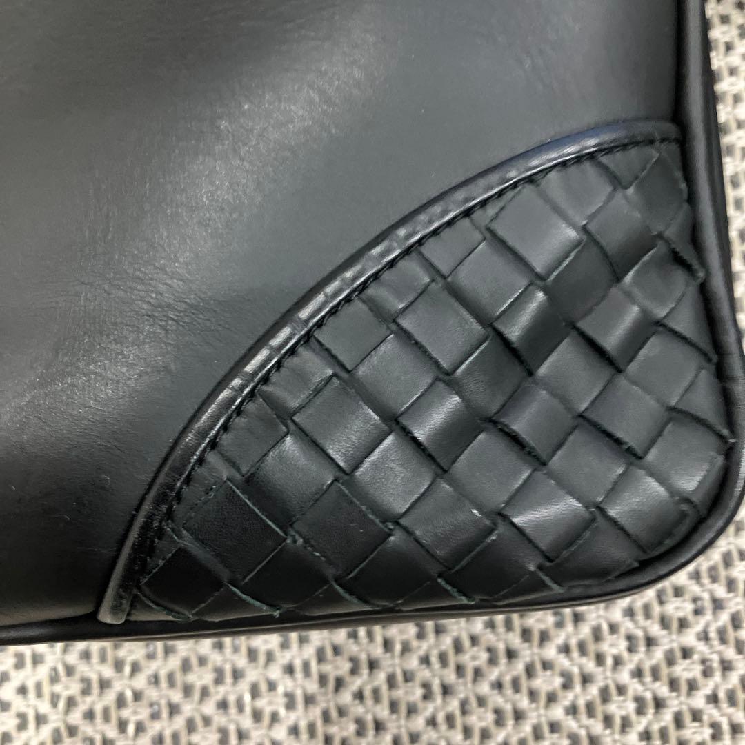 ブラックレザー編み込みビジネスバッグ