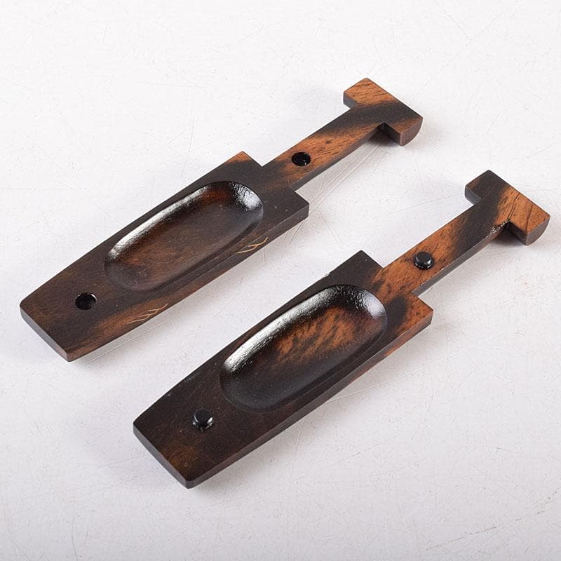 茶道具　田中宗凌造　芦に波蒔絵　黒柿櫂形香合　共箱　V　7964