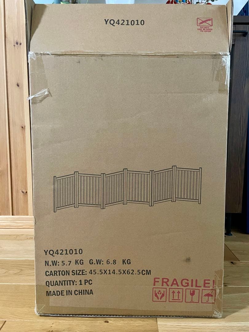 犬用　ペットフェンス　木製　高さ43㎝×長さ約350㎝　自立式　ドッグゲート