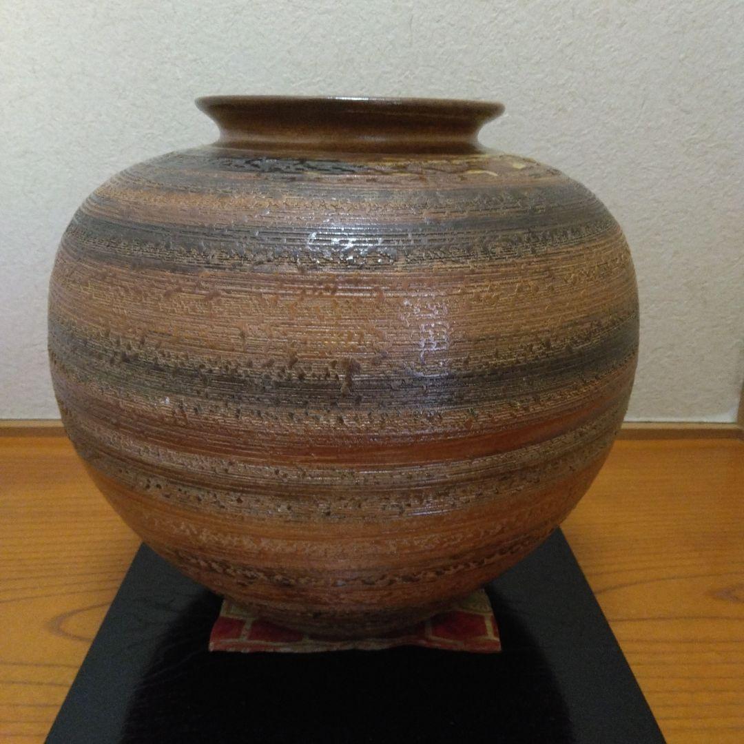 信楽焼　花入　四代立山窯　共箱　栞