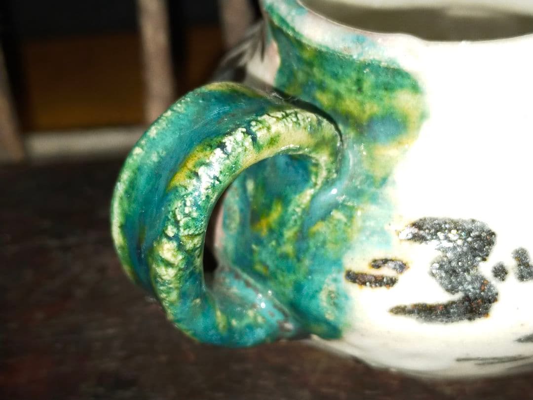 ♥織部　急須　単孔　鉄砲口　骨董　古玩