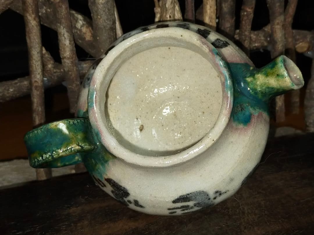 ♥織部　急須　単孔　鉄砲口　骨董　古玩