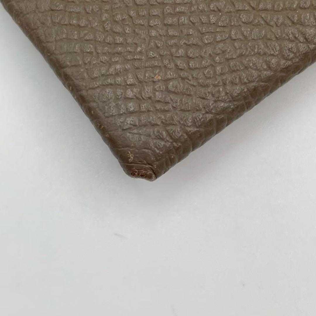 良品　エルメス　バスティア　ケース　コンパクトウォレット　レザー　ブラウン