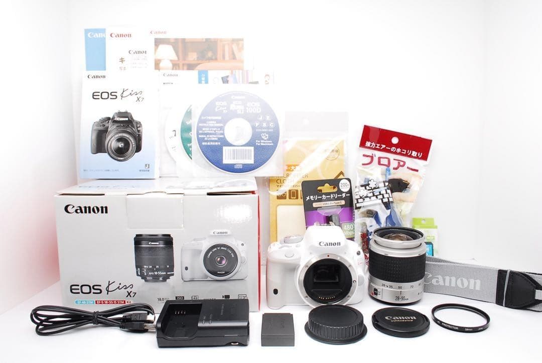 ホワイトCanon X7✨️静音USMレンズ＋取説・CD・元箱付！女性人気♥️