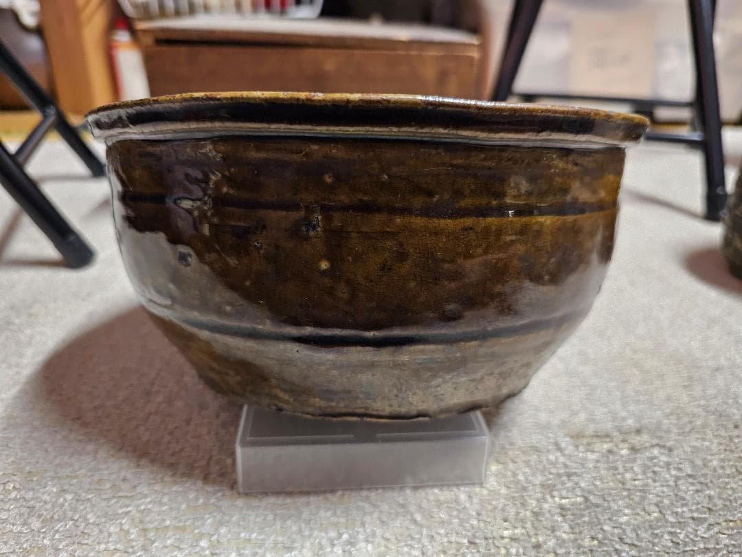 叩き黒唐津 水差し 貝伏目跡 お茶道具 古唐津