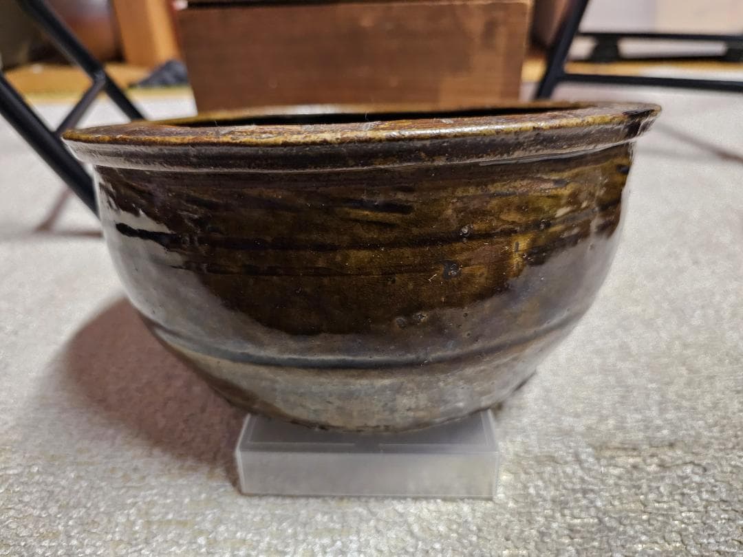 叩き黒唐津 水差し 貝伏目跡 お茶道具 古唐津