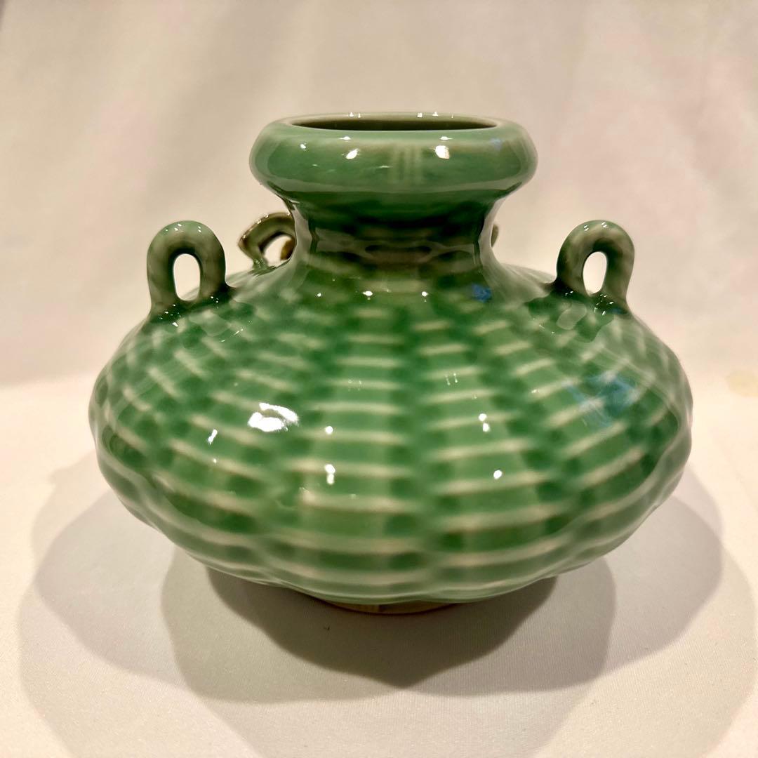 中国美術 明州越窯青磁 蟹 飾り壺 カニ 花瓶 花器 花入 青磁器 古美術品