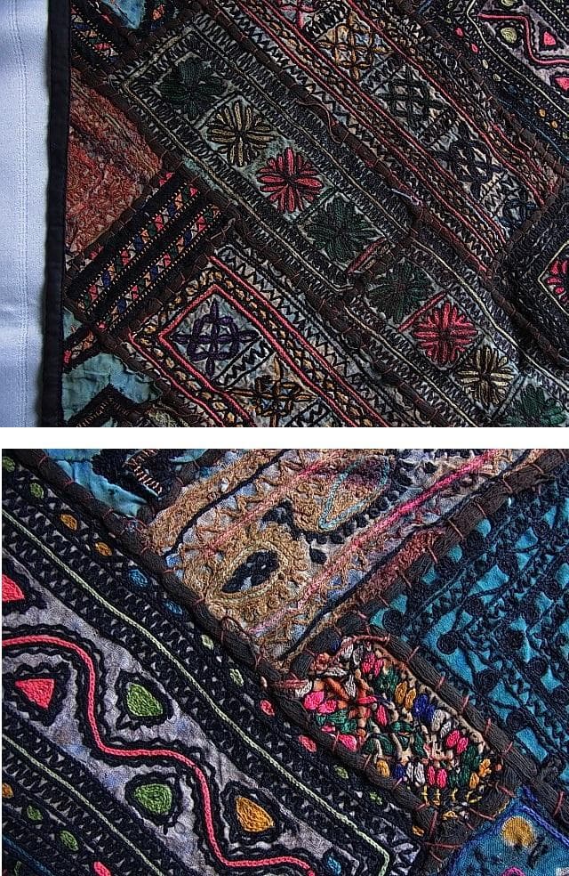 ★A2102★　67×134㎝　古い民族　刺繍　パッチワーク　アンティーク