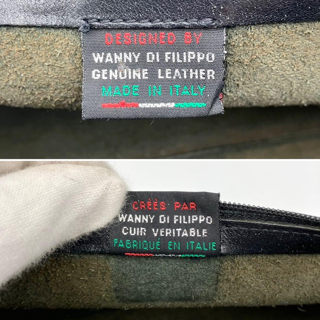 【極美品】イルビゾンテ　レザー　ショルダーバッグ　ロゴ刻印　金金具　ブラック