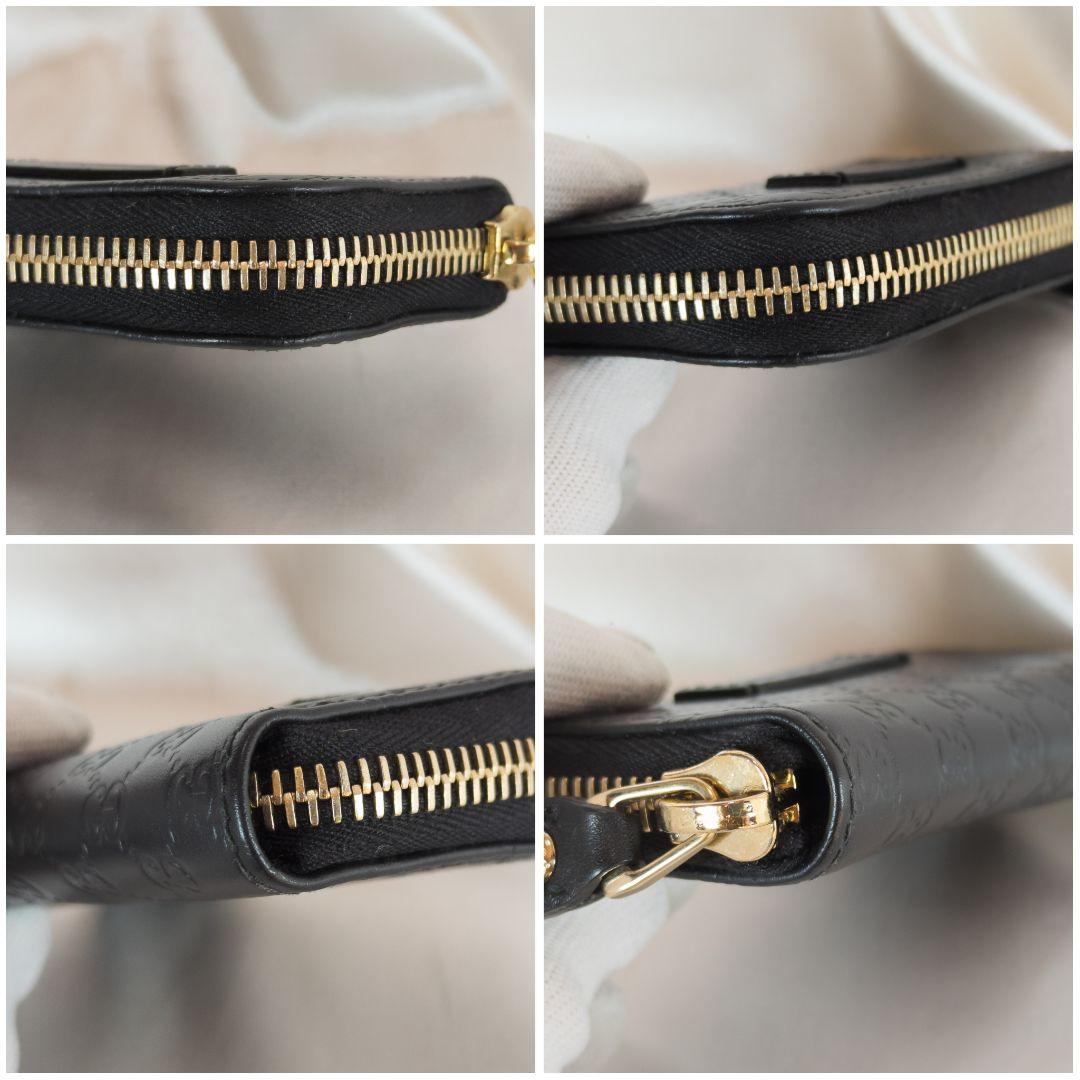 【未使用級】 グッチ ラウンドファスナー マイクロシマ ケース ブラック