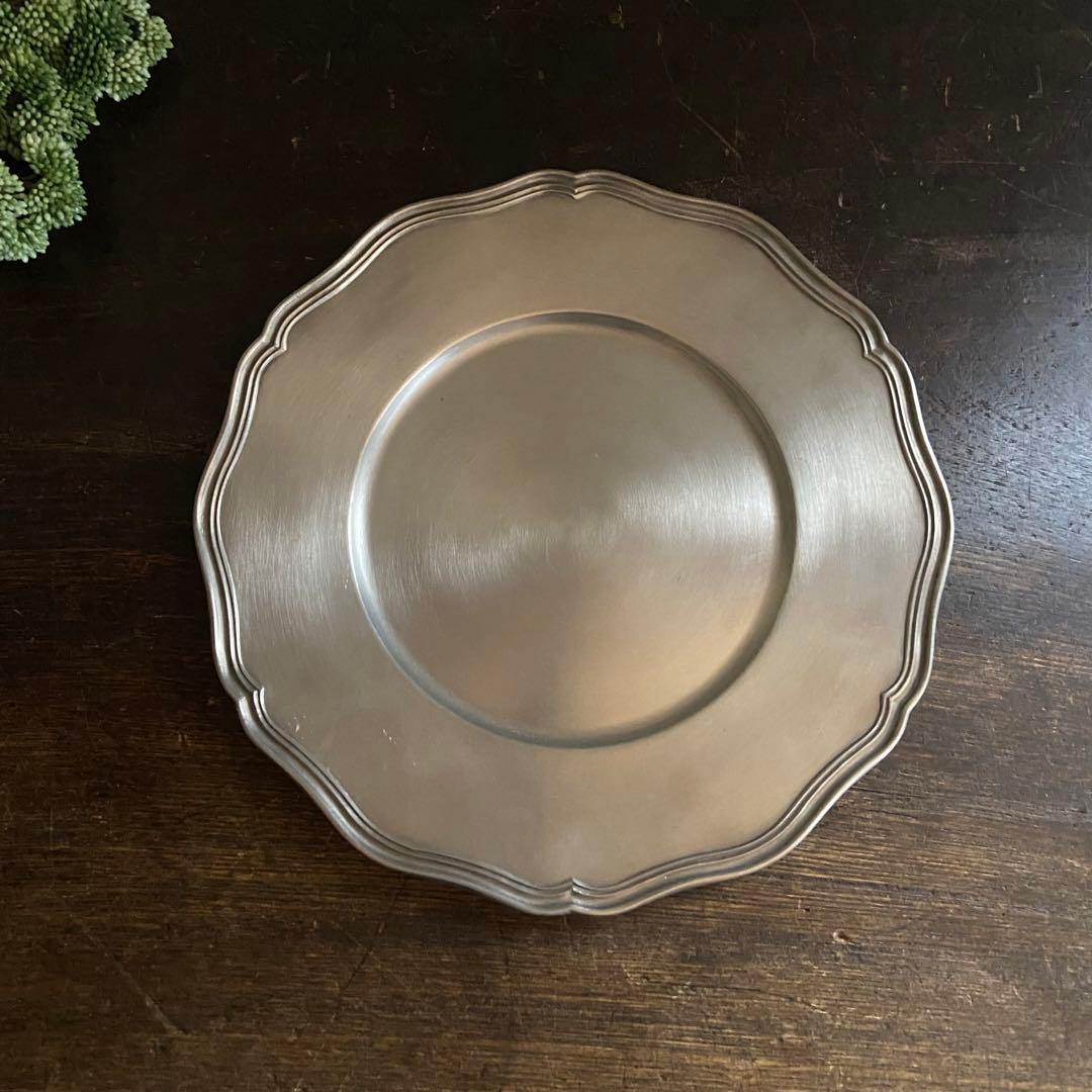 アンティーク　花リムプレート　真鍮製　デッドストック　ブロカント