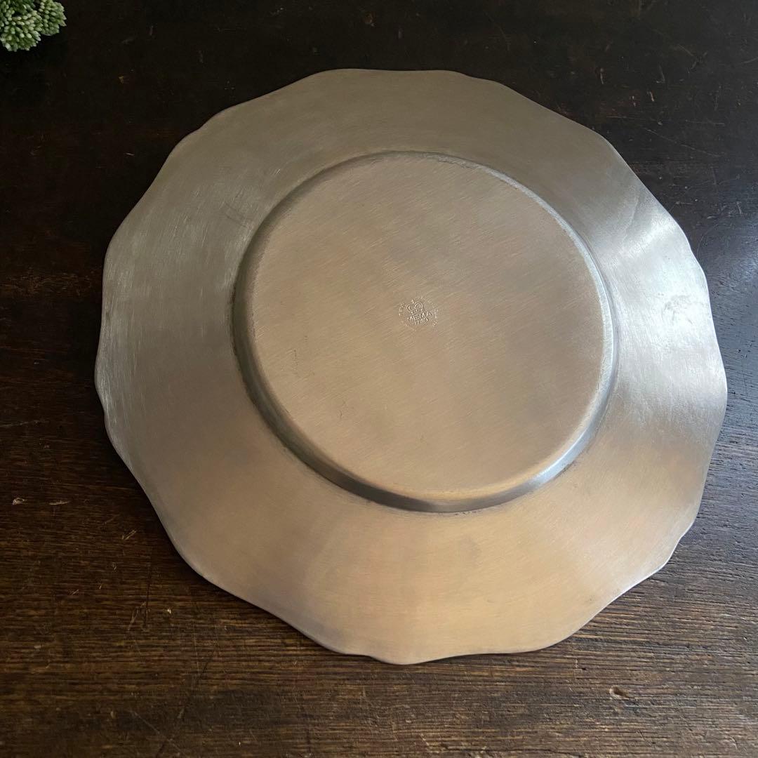 アンティーク　花リムプレート　真鍮製　デッドストック　ブロカント