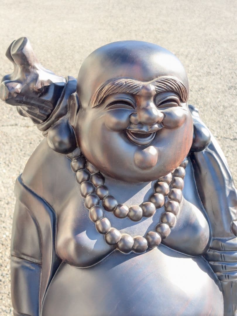 黒檀 布袋尊 彫刻 置物 オブジェ