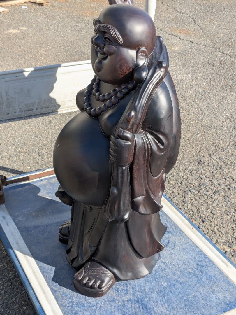 黒檀 布袋尊 彫刻 置物 オブジェ