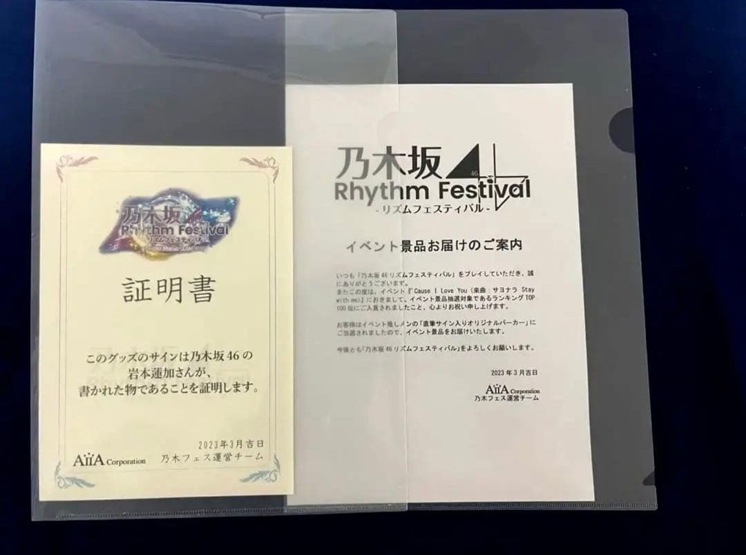 岩本蓮加 直筆サイン入りパーカー 乃木フェス