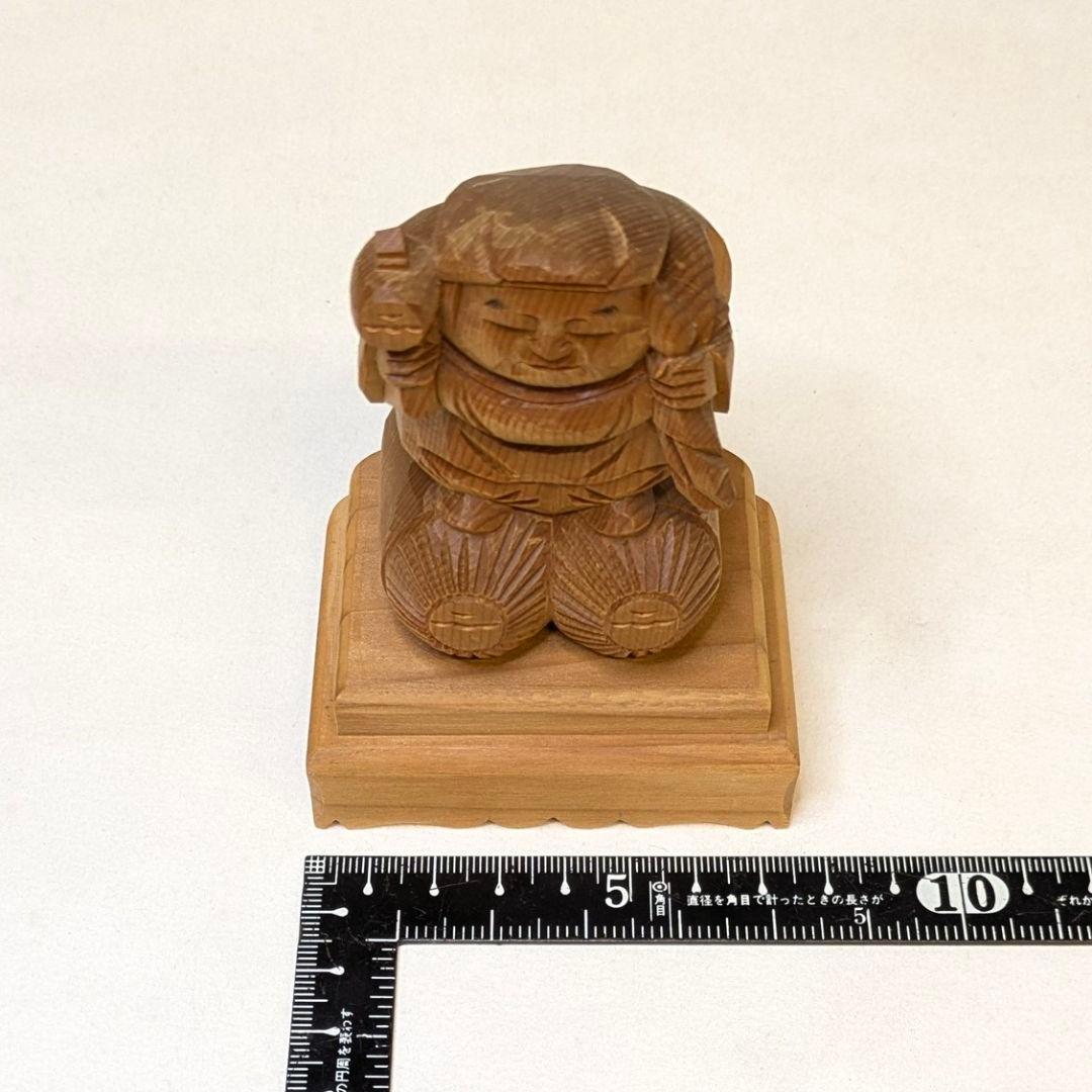 【セール・新品】大黒天　台付き　木地彫り　総高さ約11㎝　大黒様　大黒天