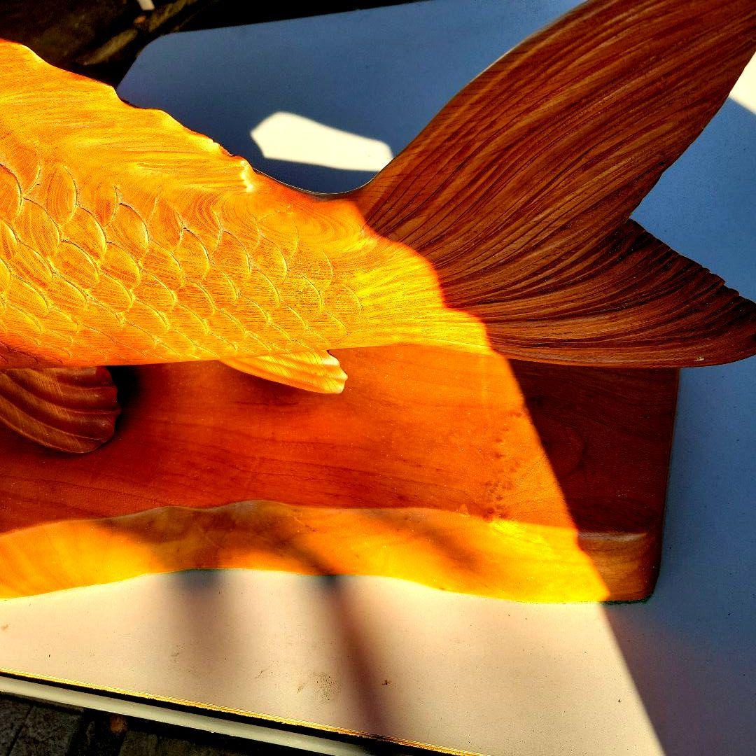 木製 鯉の彫刻 約100cm