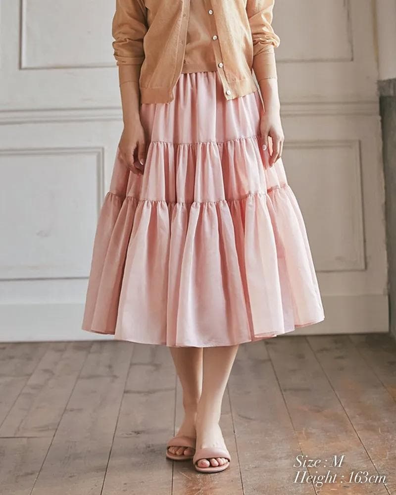 SEVENTEN　シアーティアードスカート(ピンク)XS　新品タグ付き