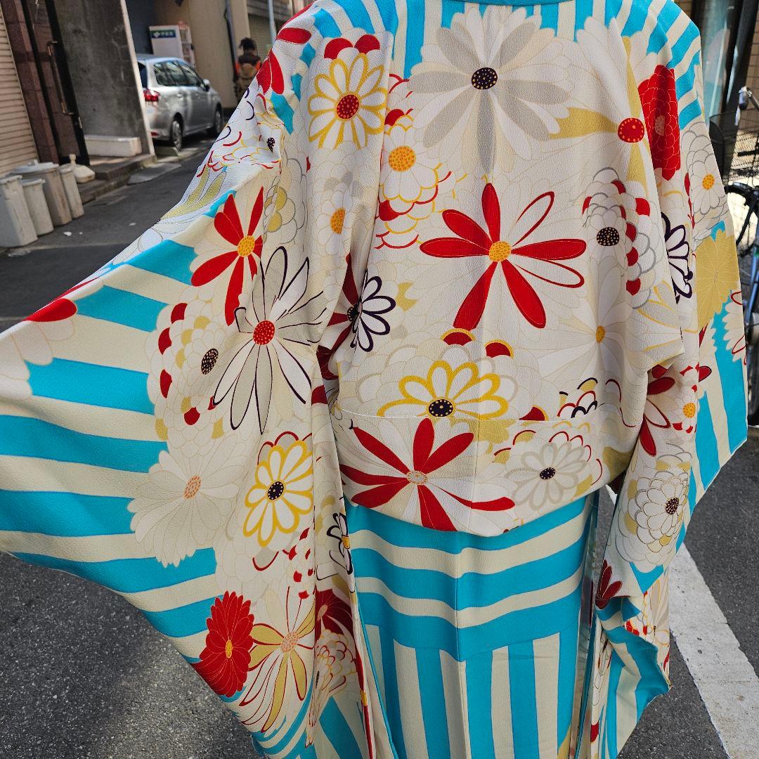 三松ふりふ「mum」水色振り袖　未使用