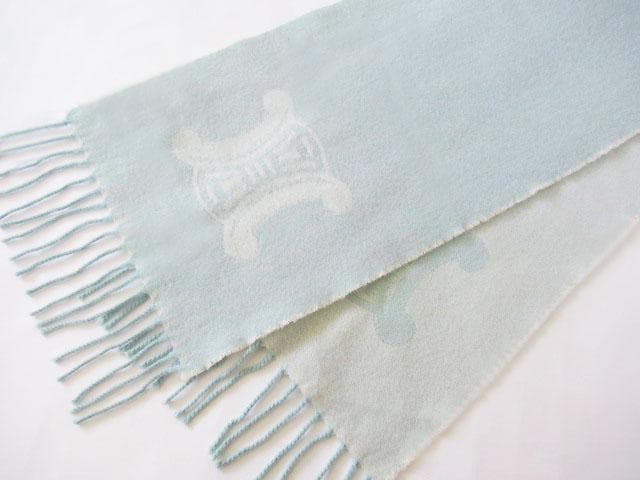 CELINE　セリーヌ　ウール　カシミヤ　サックス　マフラー　トリオンフ