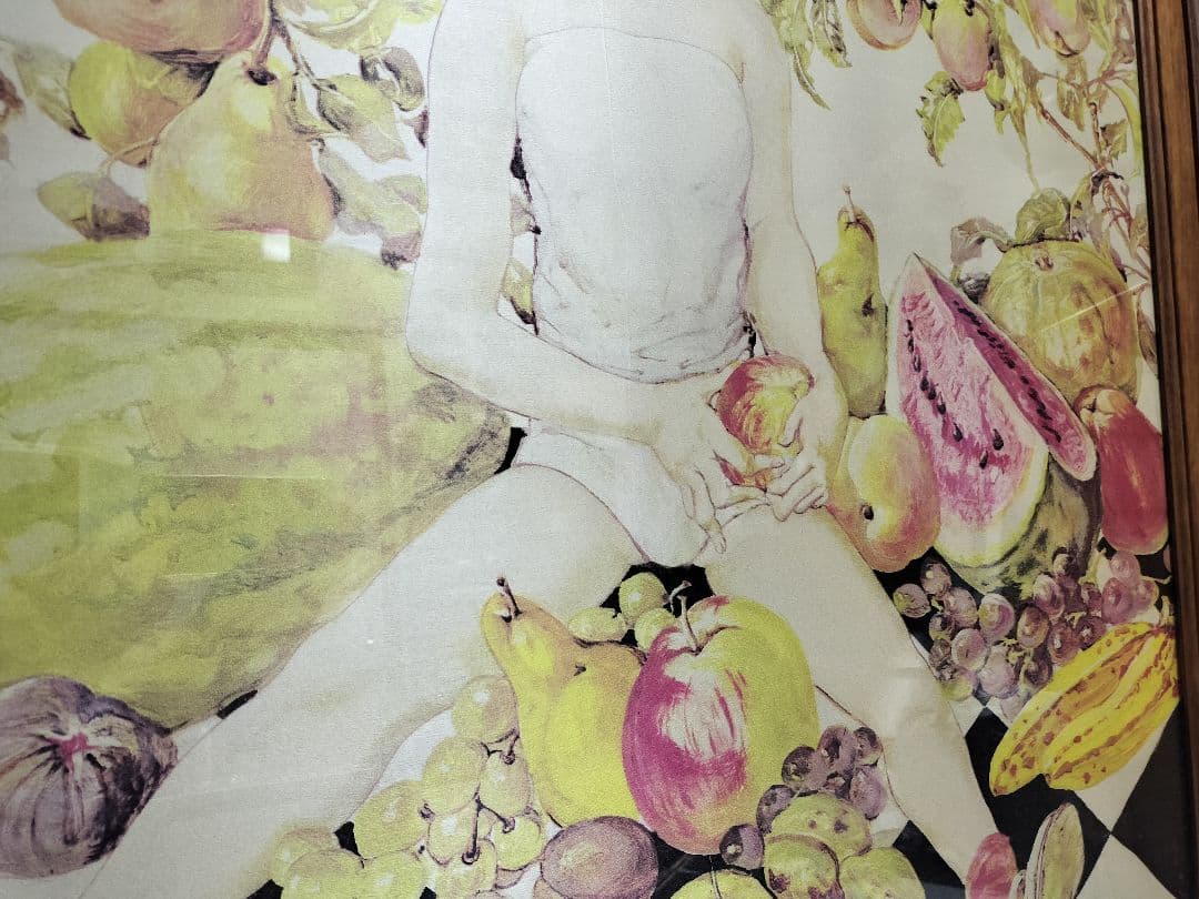 ◇ 藤田嗣治 「果物と少女」 シルクスカーフ 額/古径