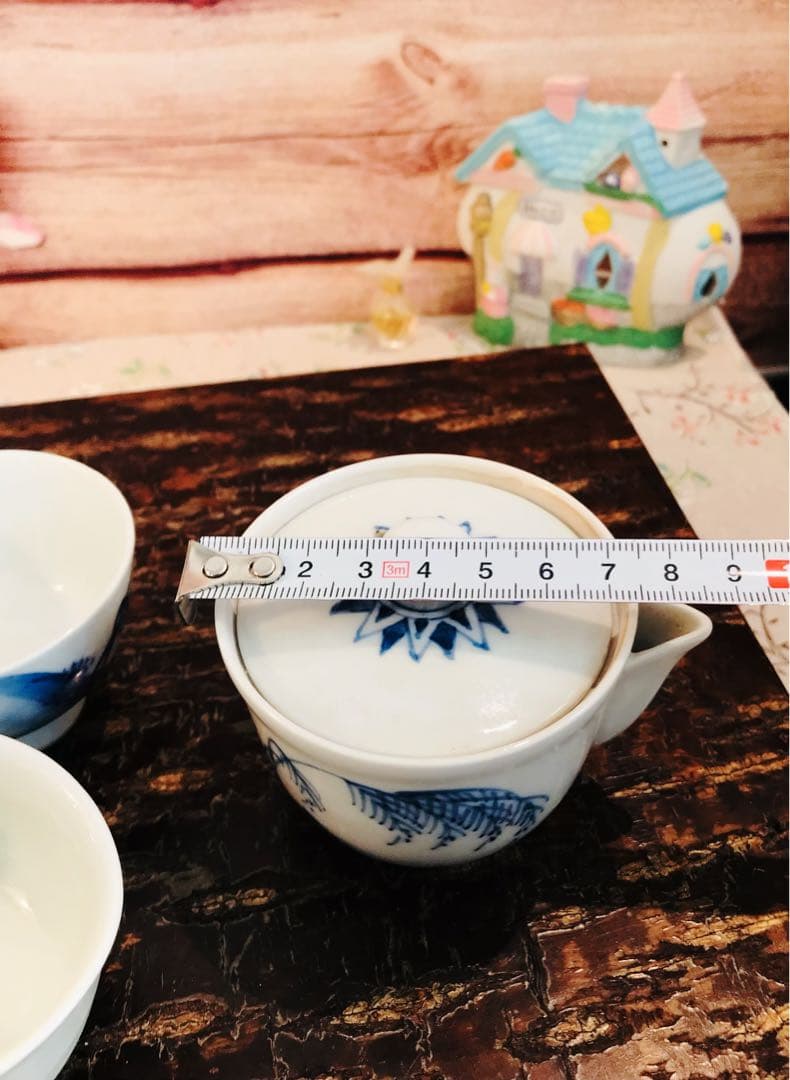 京焼染付寶瓶/ 湯冷/茶碗6点揃い　田能村直入 / 画 | 明治-19世紀頃