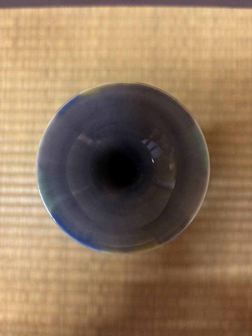 人間国宝　三代徳田八十吉　(正彦) 彩釉花入　花瓶　九谷焼　高さ26.5cm