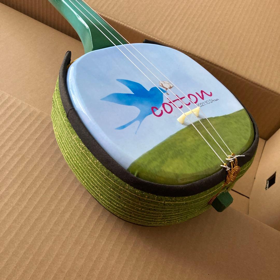 パステルカラー（緑）の三線（戻らないカラクイ付き）