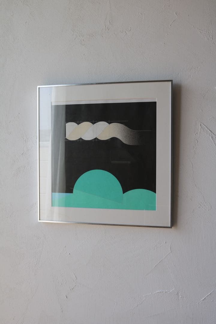 現代アート70s ガレリアグラフィカ　絵画　ビンテージ　モダン　幾何学　抽象画