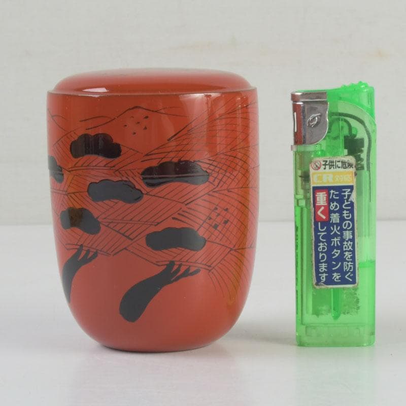 茶道具　中村宗悦作　朱塗　玄々斉好　曙棗　共布共箱　V　9398