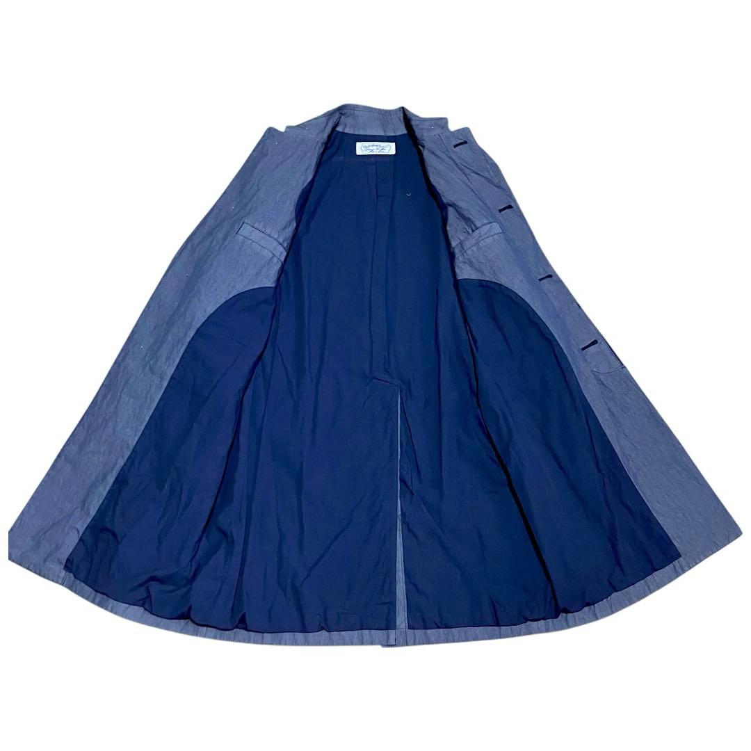 【美品】オールドマンズテーラー　ステンカラーコート　青　ブルー　コットン　比翼
