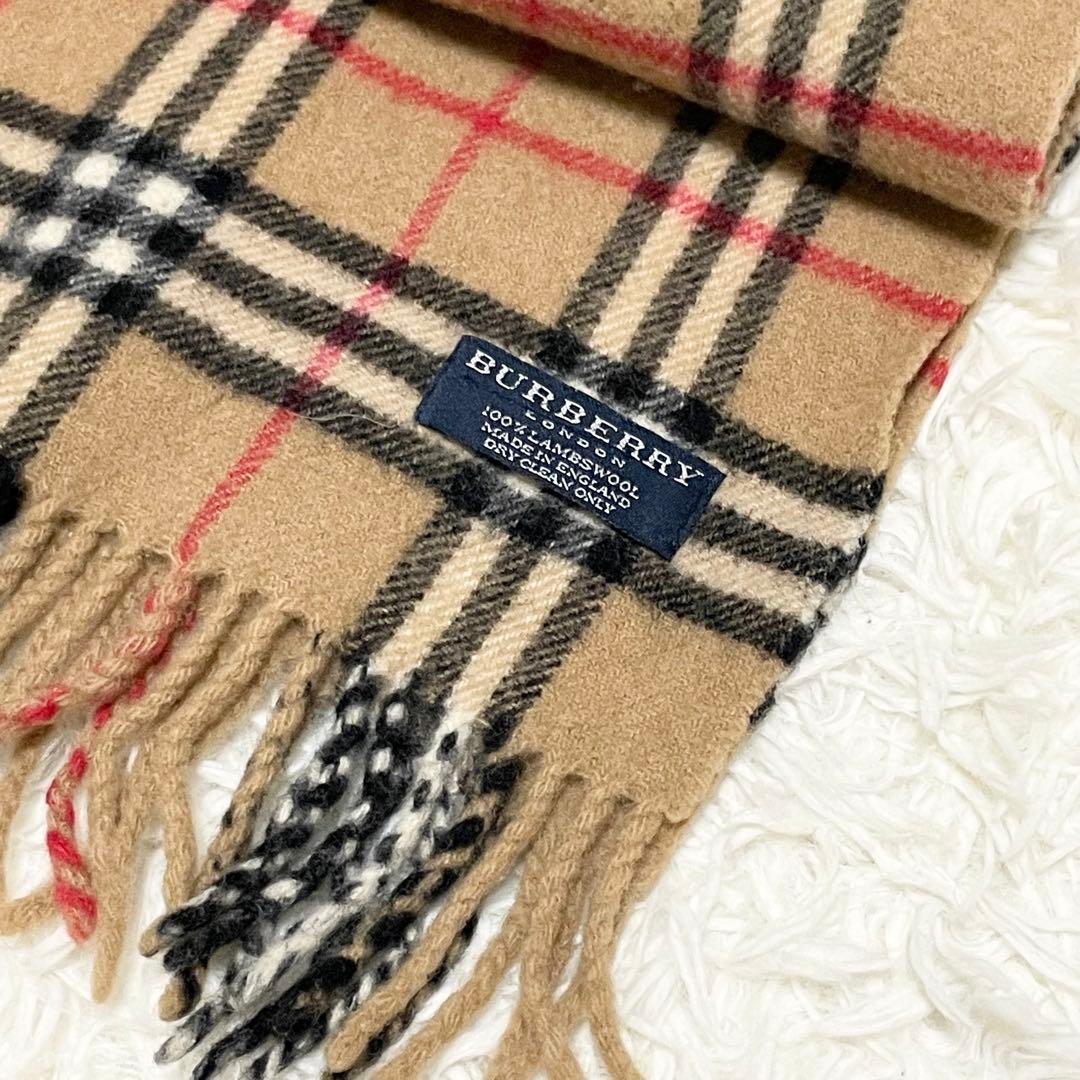【美品】BURBERRY LONDON ノバチェック ラムウール マフラー 英国