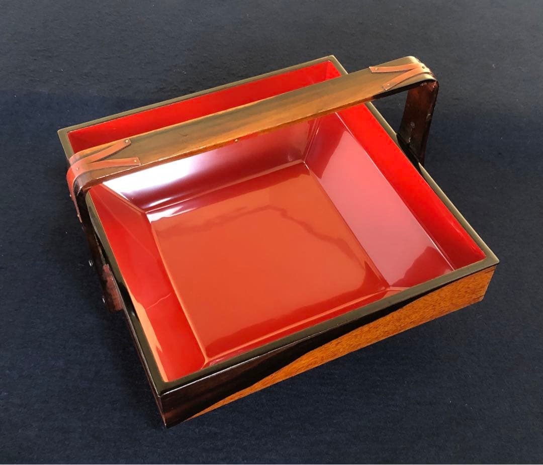 割引❗️《R》黒柿内朱 手付 四方菓子器 食籠 喰篭 飾り金具 250820G1