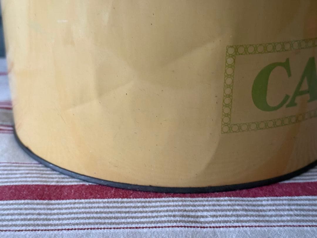 アンティーク ケーキ缶 イエロー &グリーン