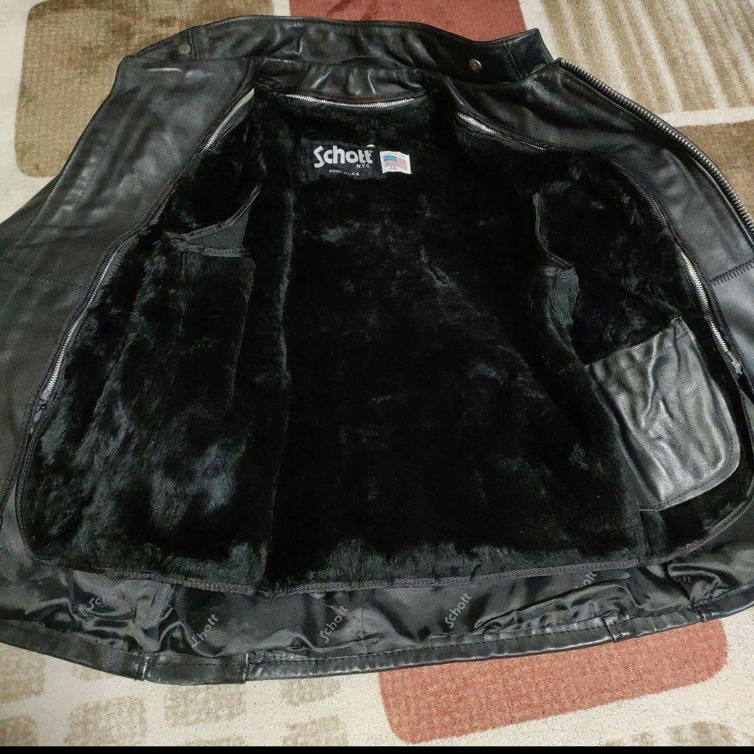 Schott　641サイズ３６用 インナーボアライナー　ブラック　革ポケット付