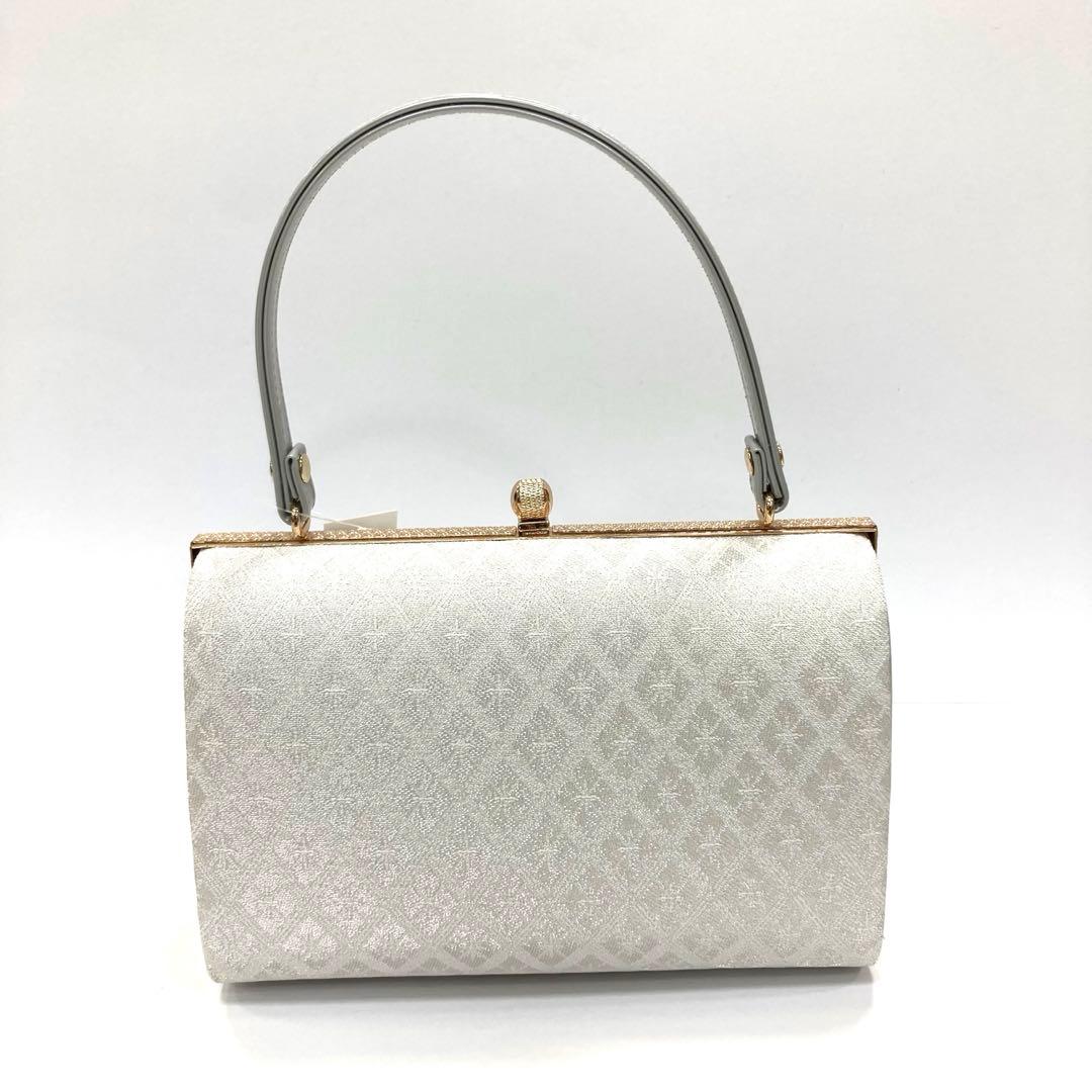 ☆新品未使用☆礼装用佐賀錦シルバー系草履バッグセット　フリーサイズ　N50