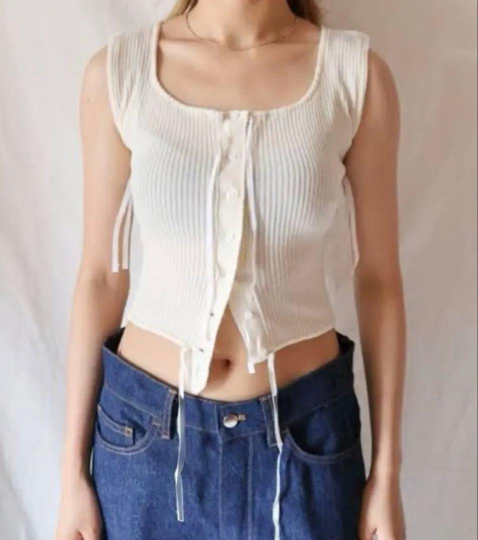 トップス fumika uchida VINTAGE RIBBED CORSET TOP