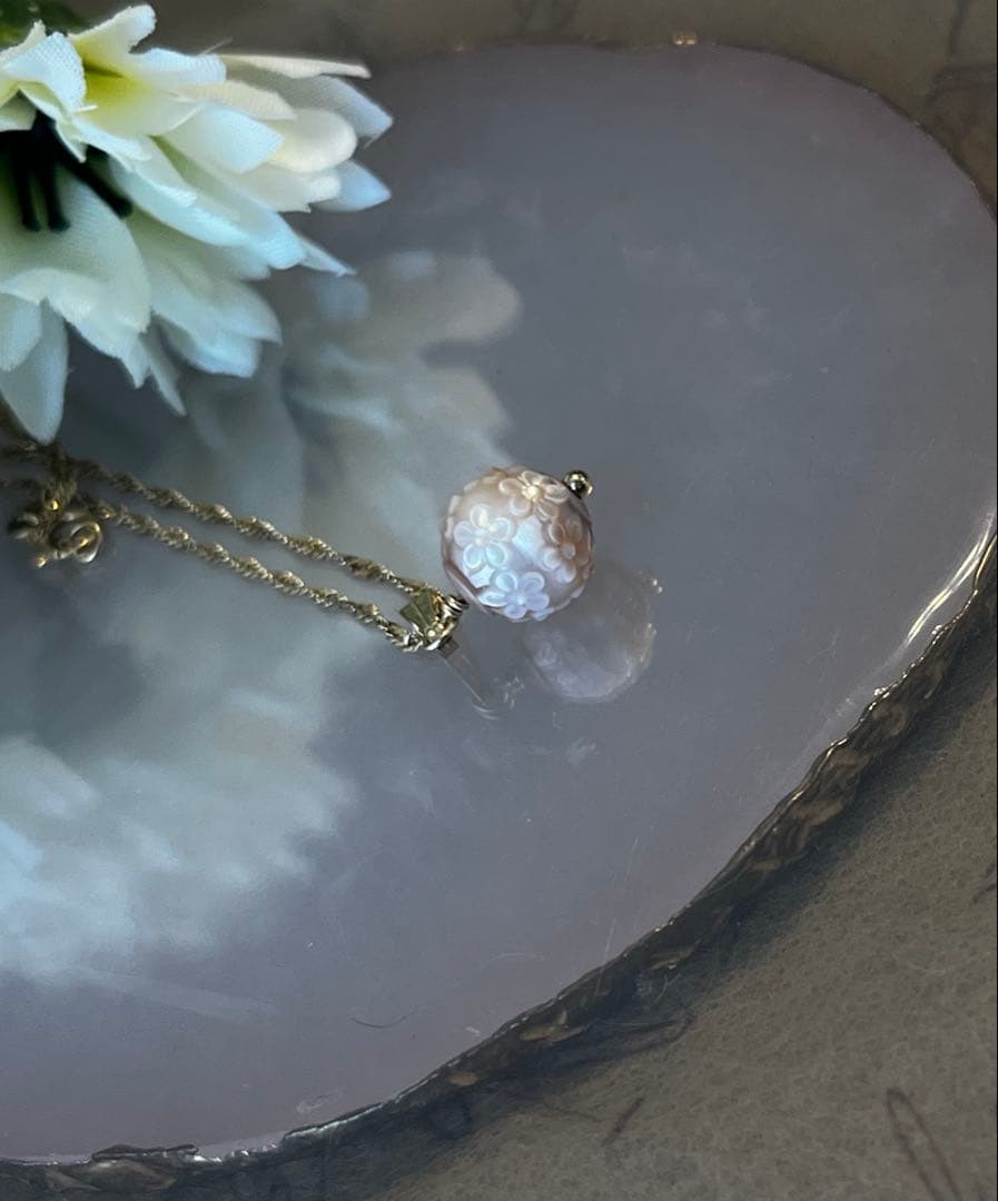 cocoです レア 14kgfあこや真珠フラワーカービングPT
