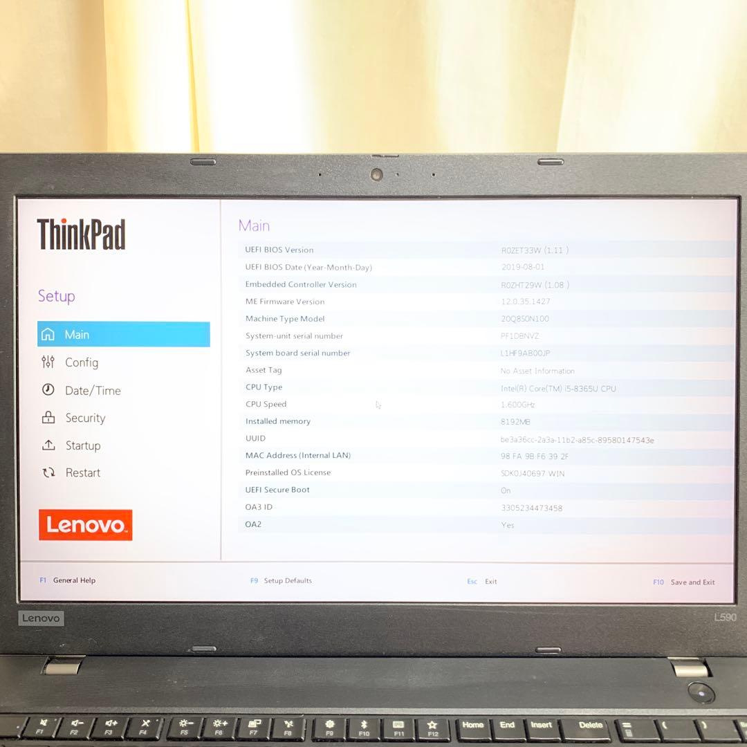 ★Lenovo ThinkPad L590 第8世代 CORE i5難有り