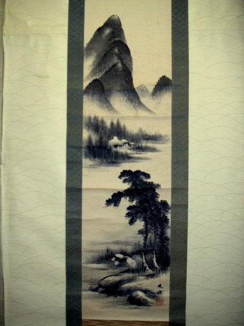 ♥掛軸　山水画　 西尾 楚江 　恵那市　掛け軸　骨董品