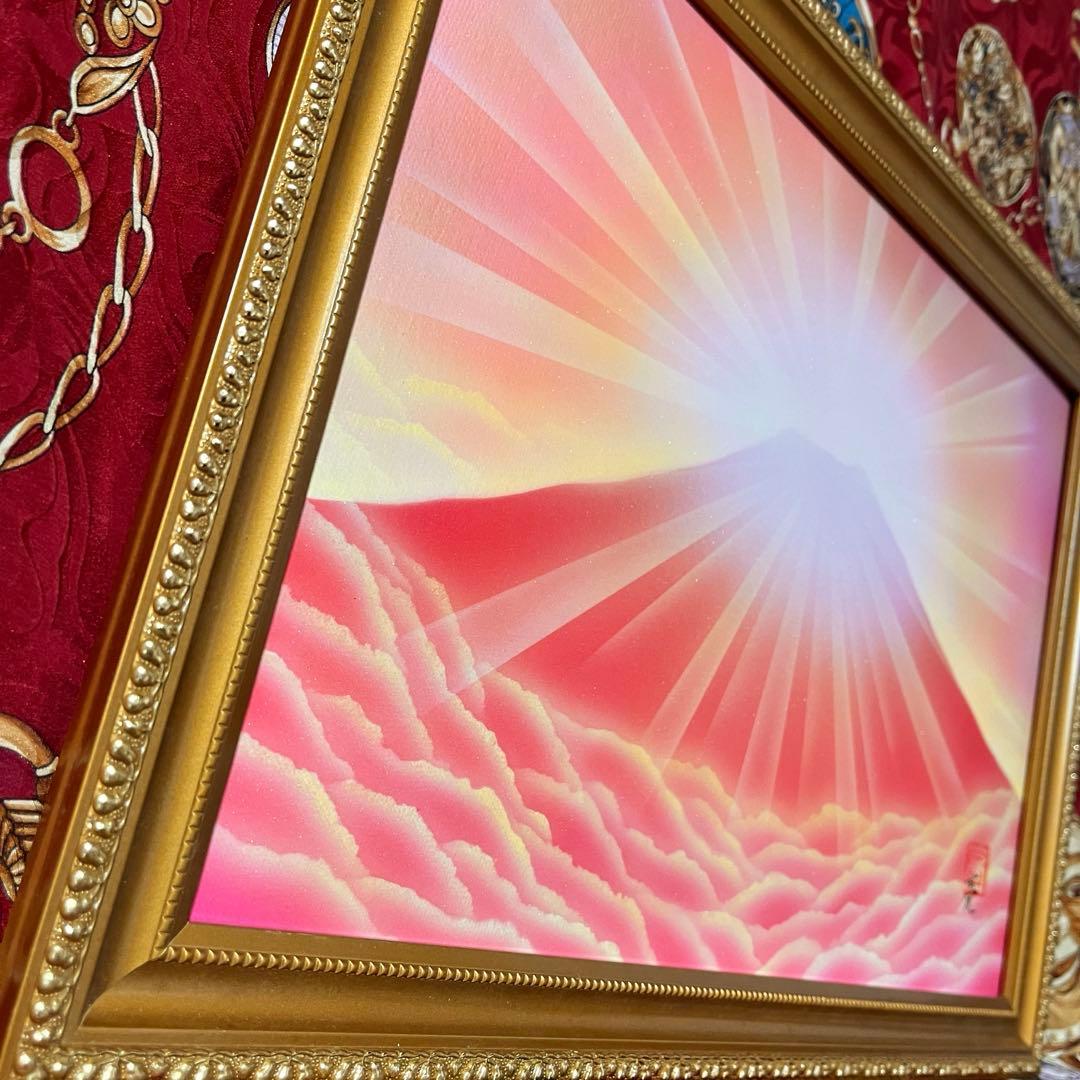 富士山絵画風景画新春セール｜ダイヤモンド赤富士八二判額縁 風水金運恋愛運安産祈願