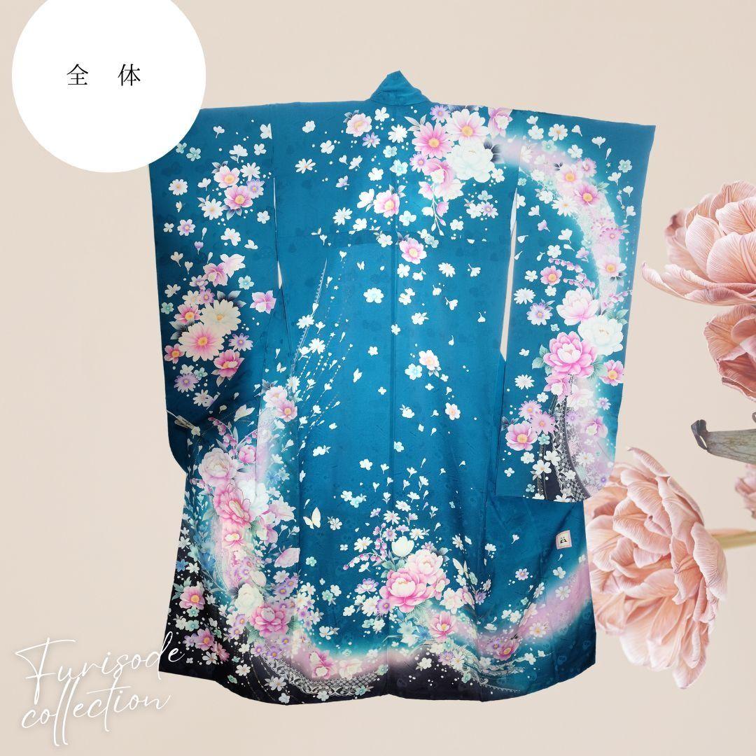 振袖フルセット　トールサイズ／エメラルドグリーン／牡丹駒刺繍