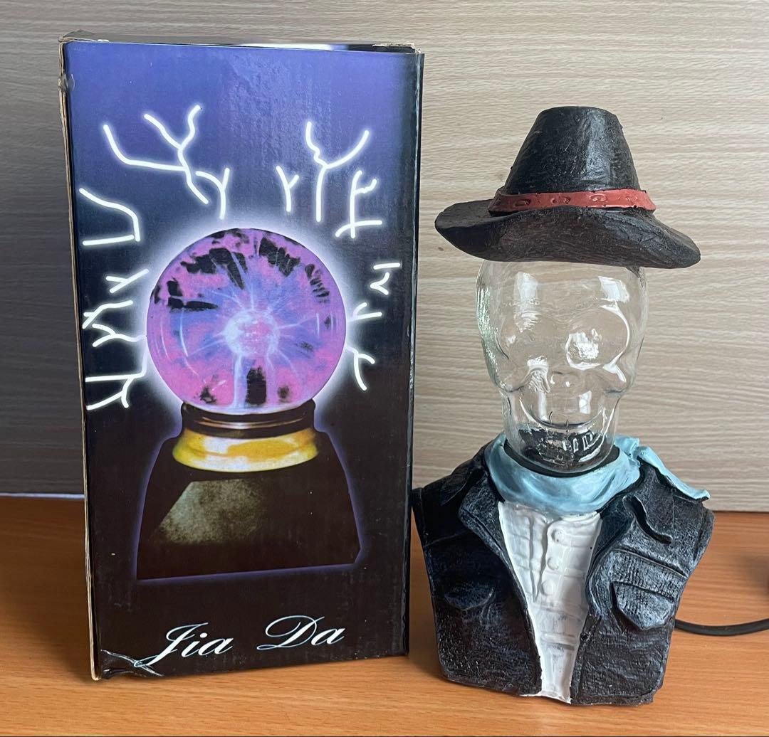 テメ２段　Jia Dia 光るスノードームガラス球型スカルデザイン ランプ