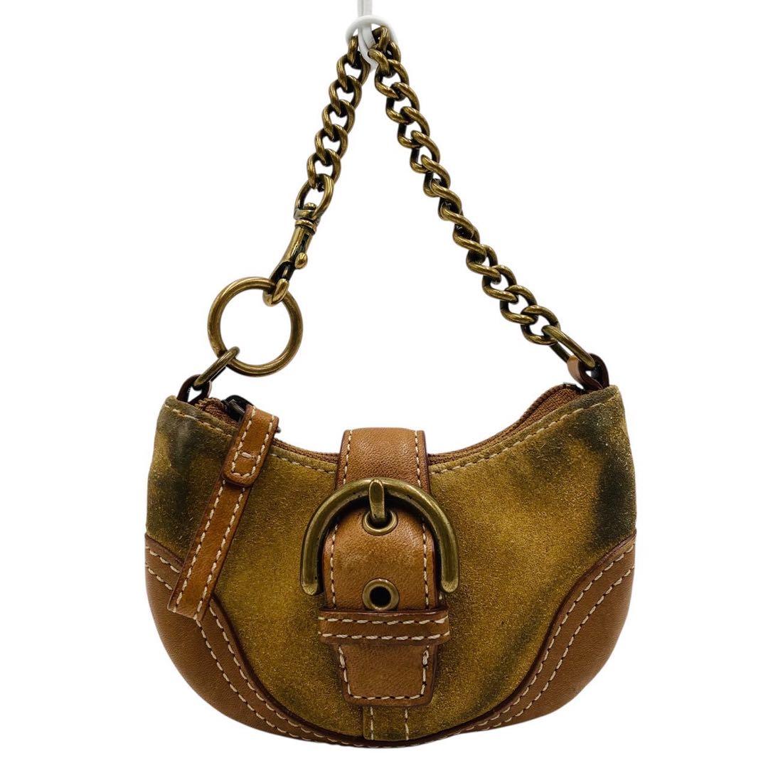 コーチ ケース スエード レザー ブラウン ソーホー キーホルダー