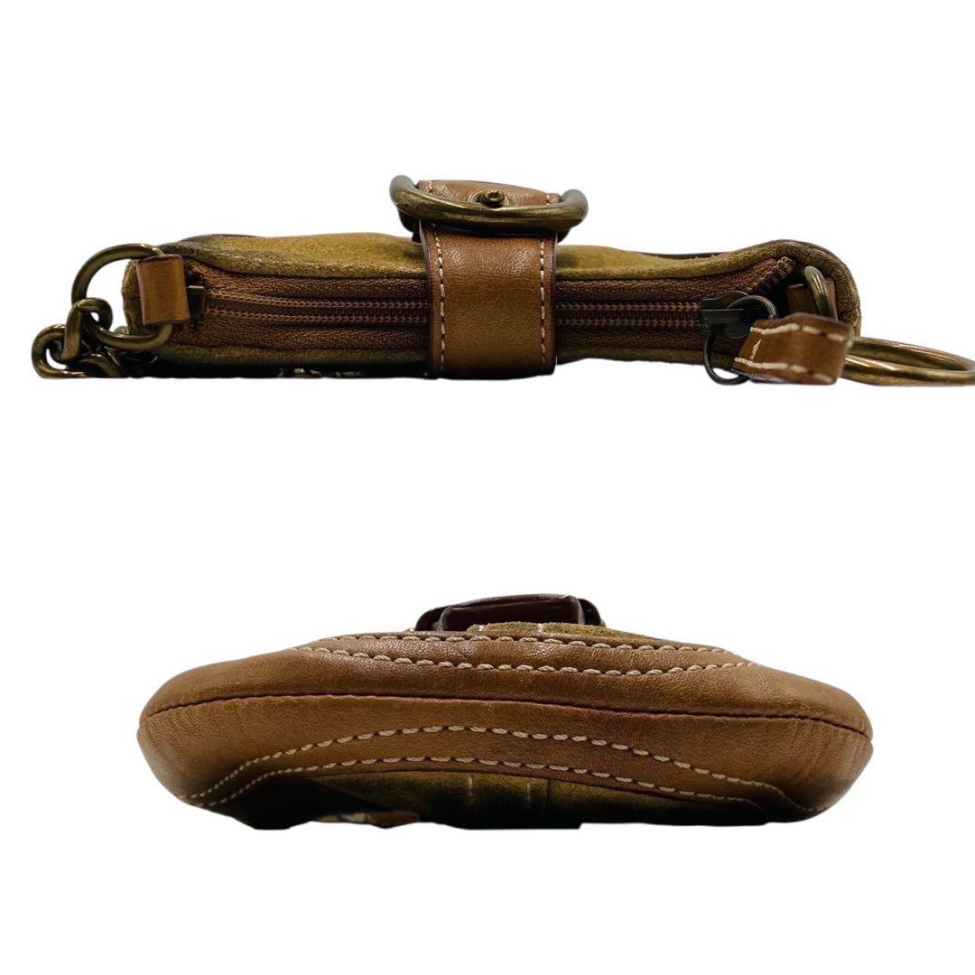 コーチ ケース スエード レザー ブラウン ソーホー キーホルダー