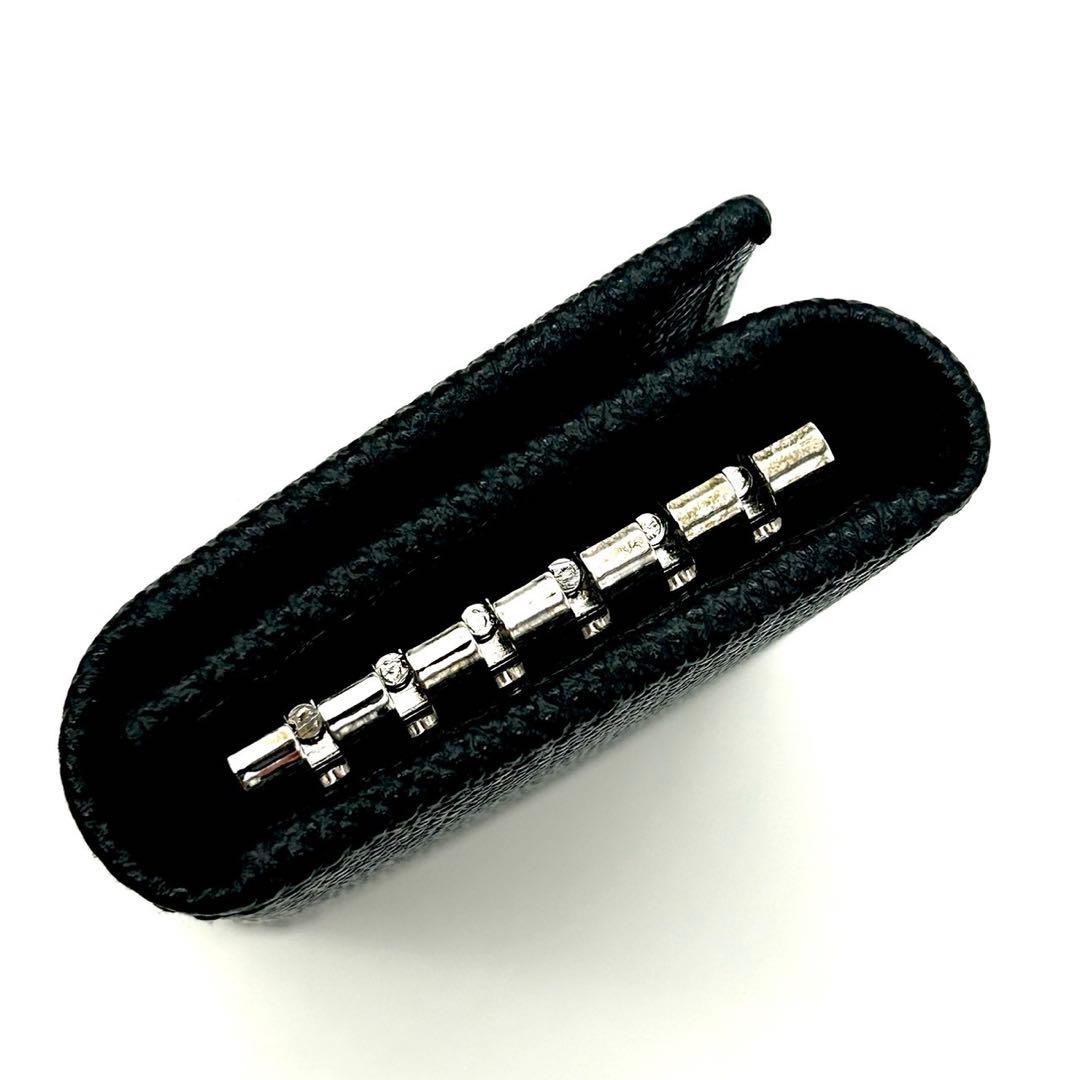 未使用 BVLGARI メンズ 6連 レザーキーケース ブラック キーホルダー