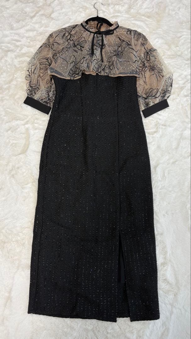 【美品】Leja レジャ ボレロパフスリーブ花柄ワッフルドレス