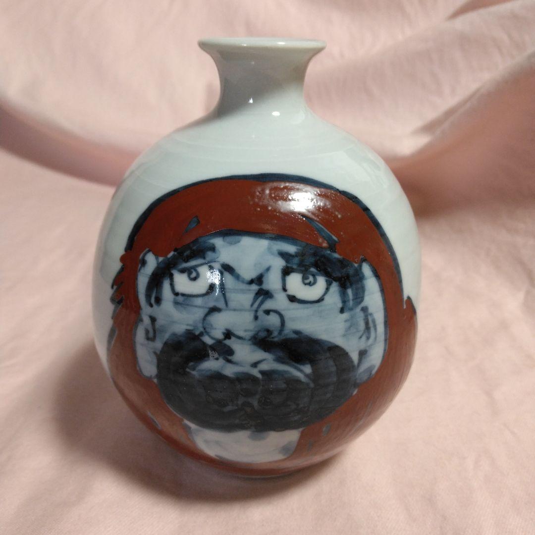 清水焼　六齋窯　村田幸之介作　赤達磨徳利