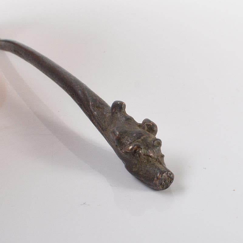 中国　玉石彫刻　山水漢詩刻　水孟　銅匙付　合わせ箱　M　R6515