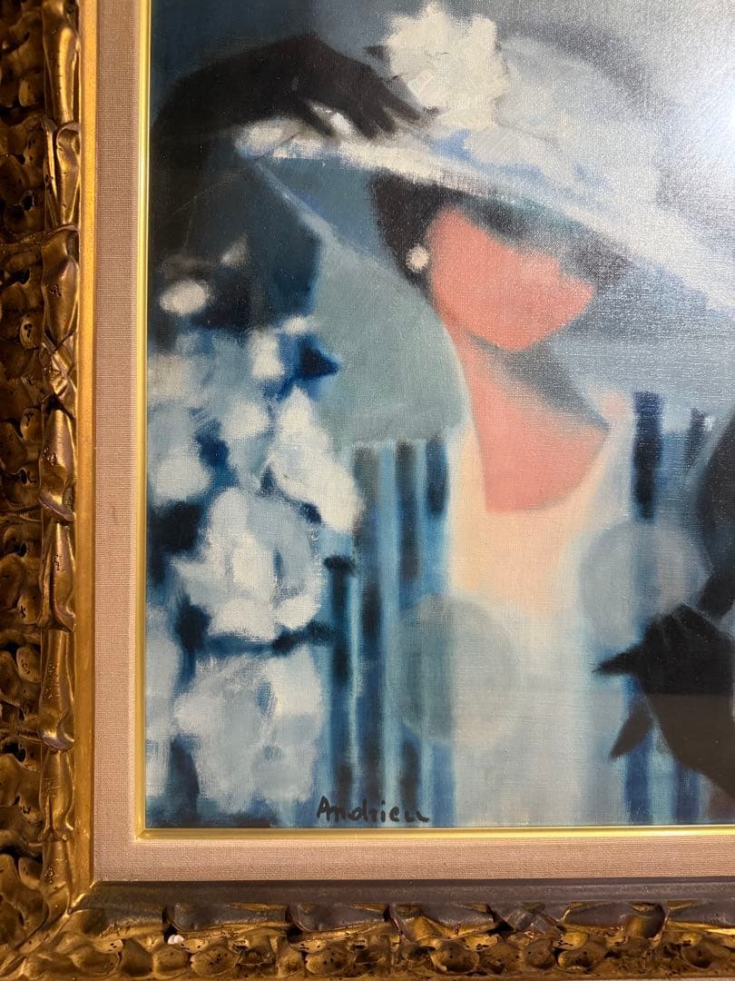 印象派　Jaqueline Andrieu 肉筆油彩画　直筆サインあり